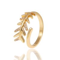 New Women's Hand Jewelry Geometric Leaf Open Copper Tail Ring Female sku image 1