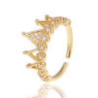 Copper Inlaid Zircon Crown Ring Engagement Tail Ring Wholesale sku image 1
