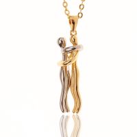 New Simple Copper Plated Real Gold Love Hug Cute Necklace sku image 1