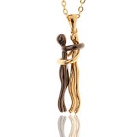 New Simple Copper Plated Real Gold Love Hug Cute Necklace sku image 3