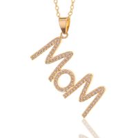 Mother's Day Gift Simple Mom Mother Pendant Copper Zircon Necklace sku image 1