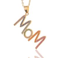 Mother's Day Gift Simple Mom Mother Pendant Copper Zircon Necklace sku image 2