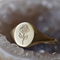 خاتم معدني نسائي عصري بنمط منحوت زهرة الورد الجديدة sku image 1