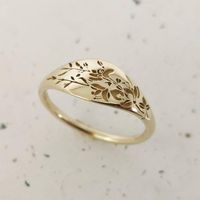 Neuer Einfacher Legierter Galvanischer Goldfarbener Kreativer Hohler Blumen Ring sku image 2