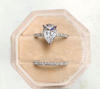 Ladies Wedding Ring Water Drop Diamond Alloy Inlaid Zircon Ring sku image 1