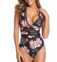 2022 European And American New Sexy V-neck Hollow Mesh One-piece Swimsuit Swimsuit  New sku image 4