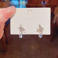 Fashion Simple Butterfly Crystal Copper Inlaid Zircon Drop Earrings sku image 1