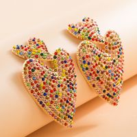 Hyperbole Heart-shaped Inlaid Rhinestone Alloy Stud Earrings sku image 3