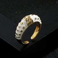 Mode Kupfer Vergoldet Micro-set Zirkon Tropföl Offener Ring Frauen sku image 1