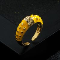 Mode Kupfer Vergoldet Micro-set Zirkon Tropföl Offener Ring Frauen sku image 2