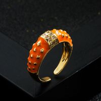 Mode Kupfer Vergoldet Micro-set Zirkon Tropföl Offener Ring Frauen sku image 8