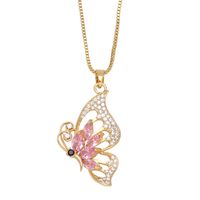 New Dragonfly Butterfly Copper Inlaid Zircon Necklace Collarbone Chain sku image 1