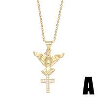 Creative Diamond-encrusted Peace Dove Cross Pendant Copper Zircon Virgin Necklace sku image 1