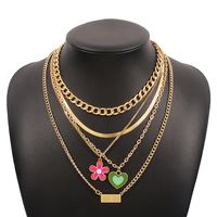 Exaggerated Multi-layered Dripping Oil Heart Flower Digital Multi-layer Necklace sku image 1