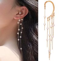 Clips De Oreja De Diamantes De Borla Asimétrica Larga De Moda Sin Agujeros Para Las Orejas sku image 17