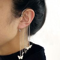 Fashion Long Asymmetrical Tassel Diamond Ear Clips Without Ear Holes sku image 13