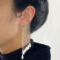 Fashion Long Asymmetrical Tassel Diamond Ear Clips Without Ear Holes sku image 14