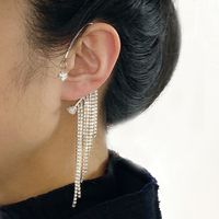 Fashion Long Asymmetrical Tassel Diamond Ear Clips Without Ear Holes sku image 3