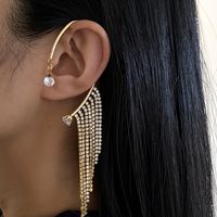 Fashion Long Asymmetrical Tassel Diamond Ear Clips Without Ear Holes sku image 4