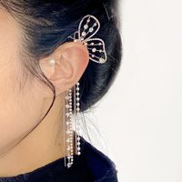 Fashion Long Asymmetrical Tassel Diamond Ear Clips Without Ear Holes sku image 30
