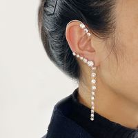 Fashion Long Asymmetrical Tassel Diamond Ear Clips Without Ear Holes sku image 19