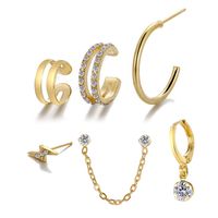 New Creative Simple Women's Jewelry Inlaid Zircon Alloy Ear Clip Set sku image 1