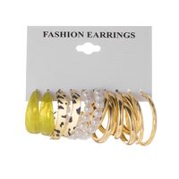 Fashion Circle Shaped Leopard Print Resin Inlaid Pearl Aloy Earrings 5-piece Set sku image 1
