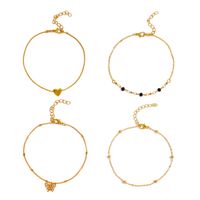 New Multi-layer Heart-shaped Butterfly Bohemian Anklet Four-piece Set sku image 1