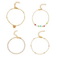 New Multi-layer Heart-shaped Butterfly Bohemian Anklet Four-piece Set sku image 6