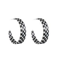 Retro Checkerboard Plaid C-shaped Stripe Acrylic Earrings sku image 1
