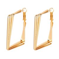 Simple Geometric Squre Stripe Metal Hoop Earrings Wholesale sku image 1