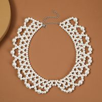 Simple Braided Pearl Necklace Female Handmade Shawl Pendant Jewelry sku image 1
