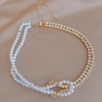 Collar De Gargantilla De Costura De Perlas De Diamantes De Imitación Con Incrustaciones Retro Para Mujer sku image 1