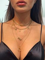 Fashion Simple Moon Letter Pendent Geometric Multi-layered Alloy Necklace main image 6