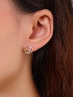 Fashion Simple Star And Moon Accompanied Copper Zircon Earrings main image 3