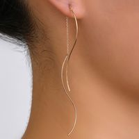 A Pair Of New Ins Fashion Jewelry S Shape Design Simple Tassel Earrings sku image 3