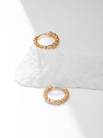 Fashion Simple Geometric Bead Chain Copper Hoop Earrings sku image 1