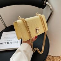 2022 New Solid Color Crocodile Pattern Messenger Small Square Bag 18.5*10.5*6.5 main image 3