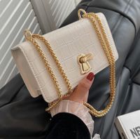2022 New Solid Color Crocodile Pattern Messenger Small Square Bag 18.5*10.5*6.5 main image 5