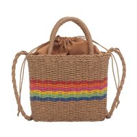 2022 New Rainbow Striped Messenger Straw Handbag 23*19*8 main image 6