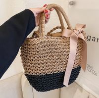 2022 New Stitching Color Large-capacity Woven Messenger Straw Handbag 47*36*2 main image 1