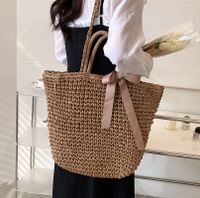 2022 New Stitching Color Large-capacity Woven Messenger Straw Handbag 47*36*2 main image 5