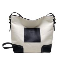 2022 New Contrast Color Large Capacity Messenger Canvas Bucket Bag 32*27*27 main image 6