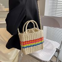 Summer Small Bag Women's Casual Straw Bucket Bag 23*19*8cm main image 5