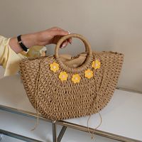 Nueva Cesta De Verduras Portátil De Gran Capacidad Para Mujer, Bolsa De Paja De 40*25*8cm main image 4