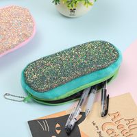 New Sequin Solid Color Cosmetic Storage Stationery Pencil Bag main image 3