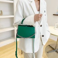 2022 New Fashion Solid Color Messenger Chain Small Handbag 20.5*14*7cm sku image 3