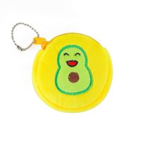 New Cartoon Embroidered Children Avocado Coin Storage Plush Headphone Bag 8.5*8.5 sku image 1