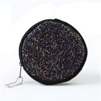 New Creative Round Sequins Cartoon Coin Purse Headphone Storage Bag 10.5*10.5 sku image 2