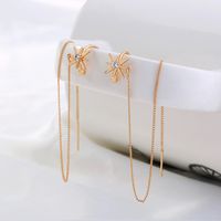 A Pair Of New Fashion Copper Zircon Eight-pointed Star Earrings With Tassel Pierced Earrings main image 5